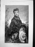 Old Antique Print Depart Pour La Chasse M Chaplin Woman Hat Feathers 1878 19th
