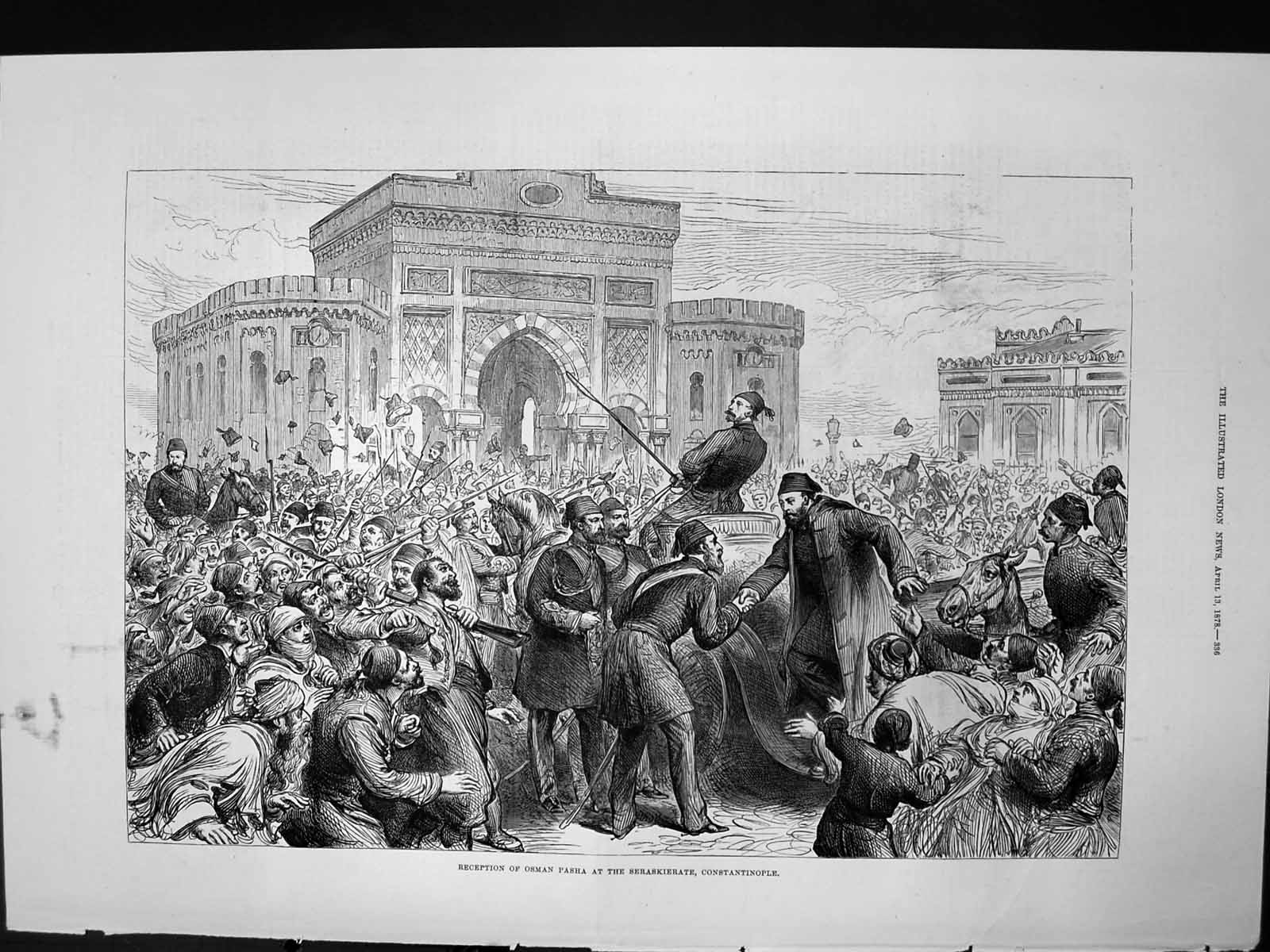 Old Antique Print Reception Osman Pasha Seraskierate Constantinople 1878 19th