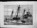 Old Antique Print Divers At Work Hms Eurydice Sunk Mast Above Water 1878 19th