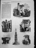 Old Winchester St Cross Beaufort Tower Lodge Cross College Font 1878 Victorian