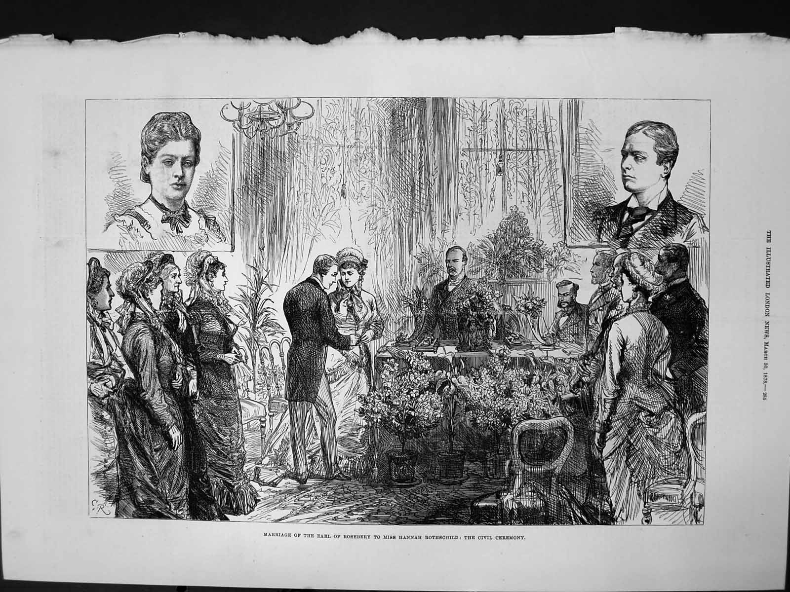 Old Marriage Earl Rosebery Miss Hannah Rothschild Civil Ceremony 1878 Victorian