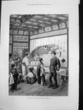 Original Old Antique Print Japanese Doing Homage Mikados Photograph 1878 19th
