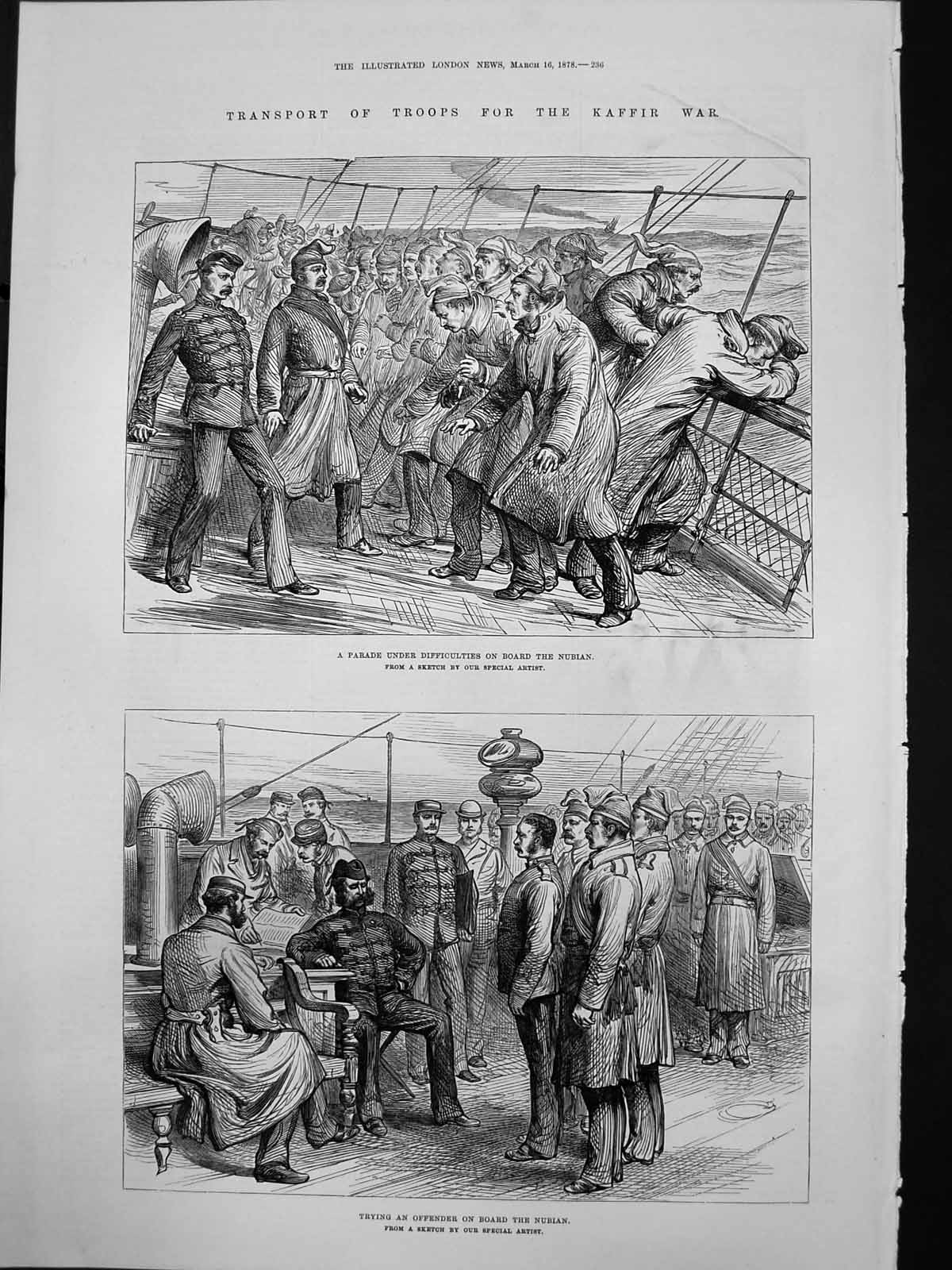Old Transport Troops Kaffir War Parade On Board Nubian Offender 1878 Victorian