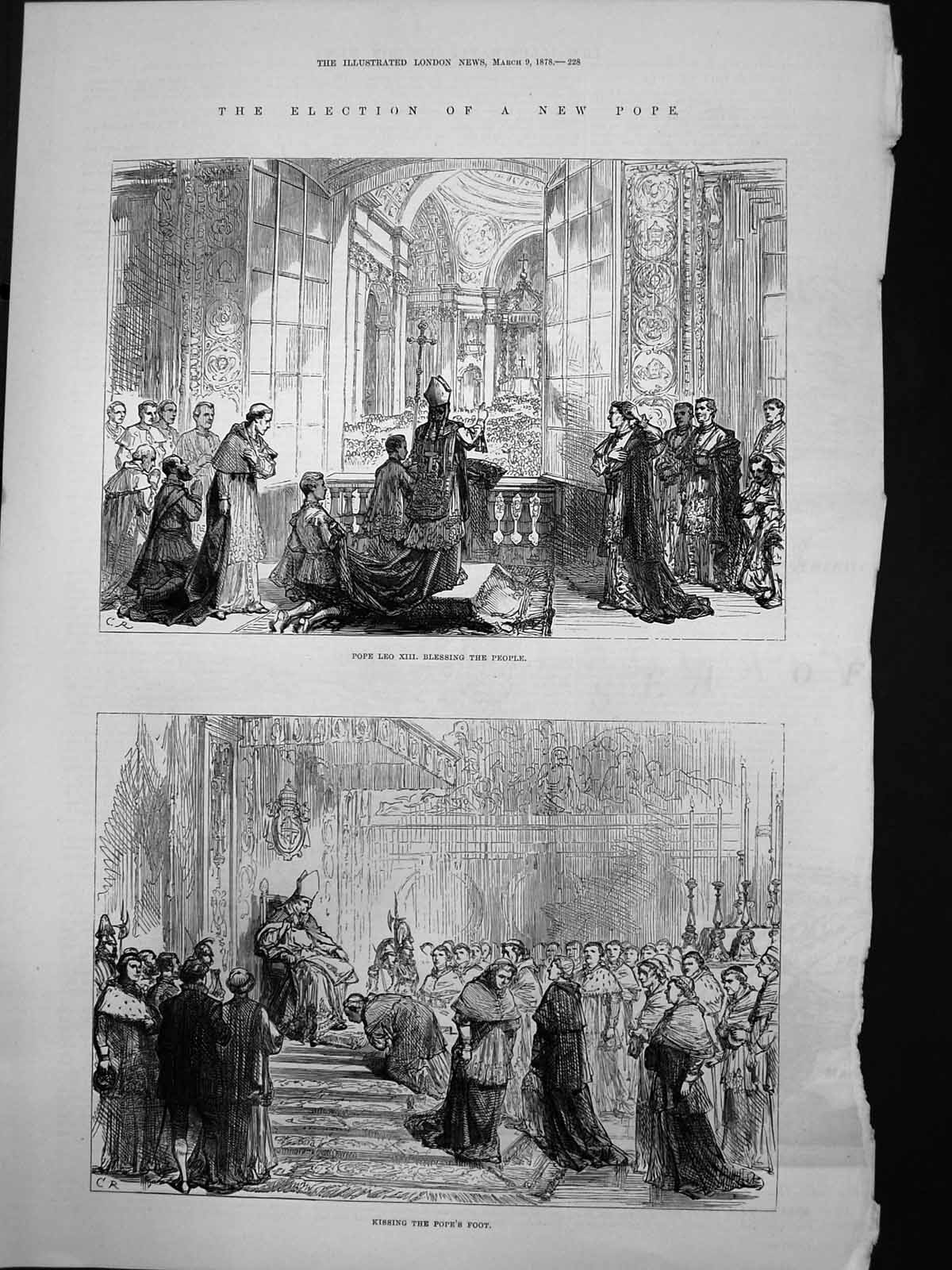 Old Election New Pope Leo X111 Blessing People Kissing Popes Foot 187