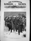 Antique Old Print War Bulgaria English Prisoners On March Snow Mr Bell 1878