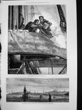 Old Antique Print Gatling Gun Used Navy Maidens Tower Constantinople 1878 19th