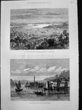 Old Print View Constantinople Princes Islands Port Halki Sea Marmora 1878 19th