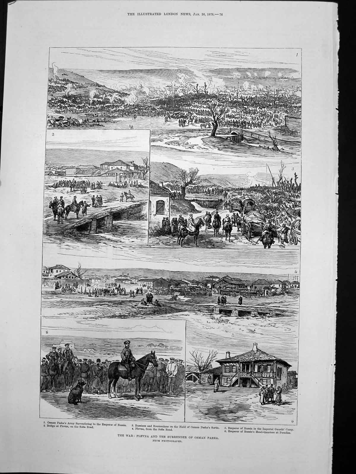 Old War Plevna Surrender Osman Pasha Emperor Russia H Q Poradim 1878 Victorian