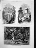 Antique Print Castle Cadzow Mausoleum Hamilton Palace Pantomine Gaiety1878 19th