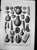 Old Antique Print Dr Schliemanns Trojan Antiquities South Kensington 1878 19th
