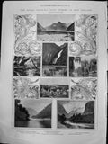 Old Royal Colonial Tour New Zealand Pembroke Glacier Bowen Falls 1878 Victorian