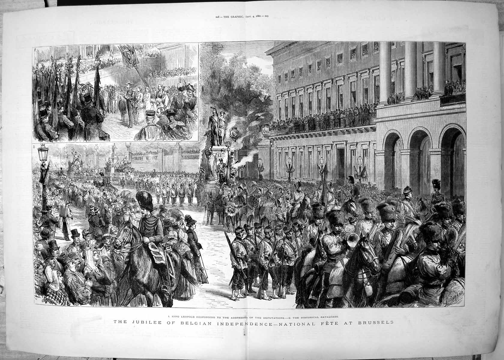 Antique Print Jubilee Belgian Independence National Fete Brussels King Leop