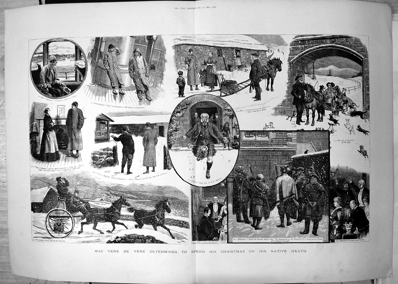 Antique Print Mac Vere De Vere Determines Spend Christmas Native Heath 1884