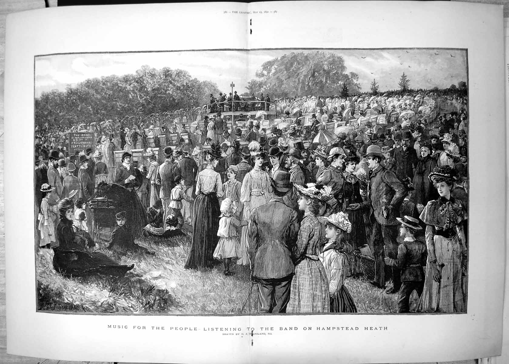 Old Music For People Listening Band Hampstead Heath C Staniland 1891 Victorian