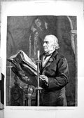 Antique Old Print Mr Gladstone Reading Lessons Hawarden Parish Church 1891 19th