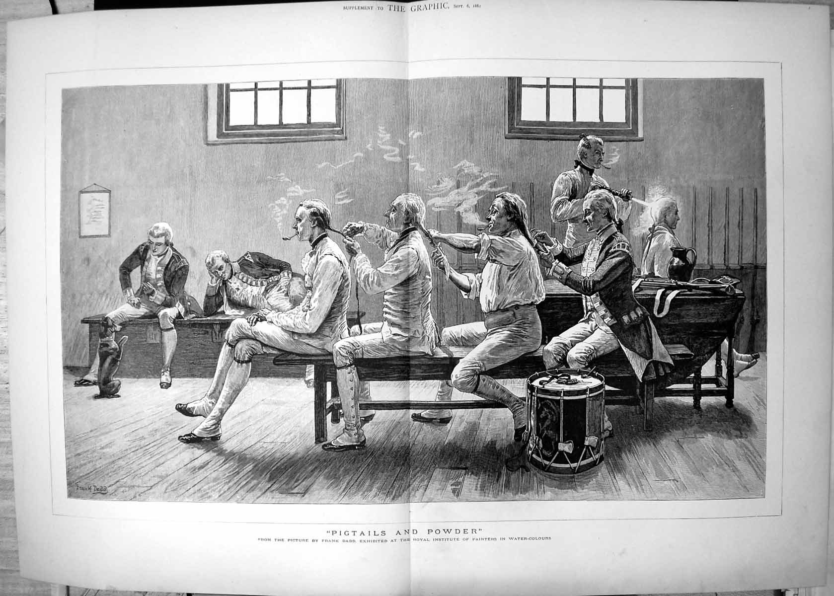 Old Pigtails Powder Picture Frank Dadd Men Pigtails Others Hair 1884 Victorian