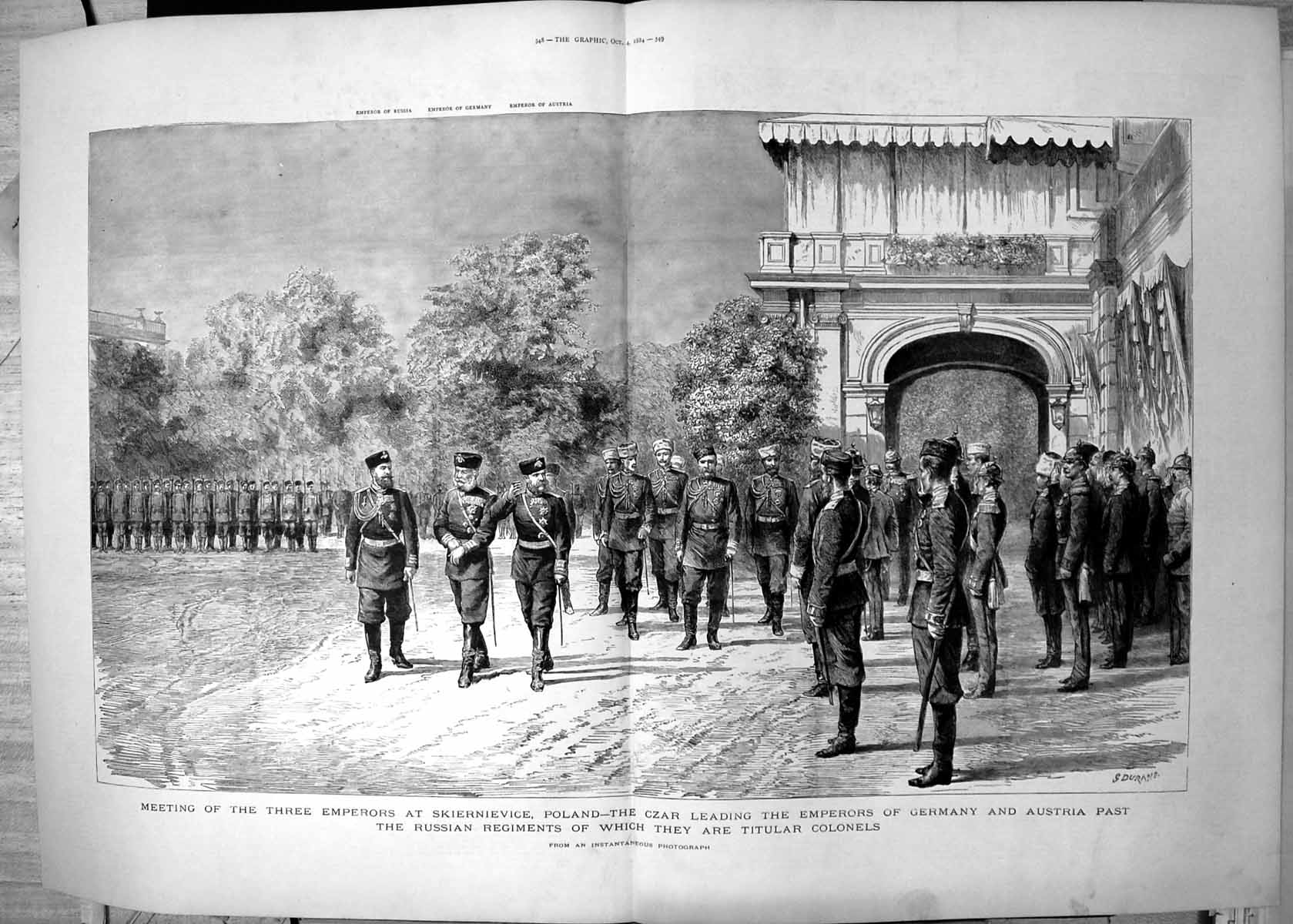 Old Meeting Three Emperors Poland Czar Emperors Germany Austria 1884 Victorian
