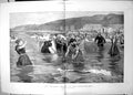 Original Old Antique Print Bathing Season Boulogne Sur Mer W Hatherell 1894