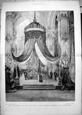 Old Print Lying In State Late Czar Fortress Cathedral St Petersburg 1894 19th