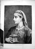 Antique Old Print Type Beauty Edwin Long Graphic Gallery Woman Headdress 1881