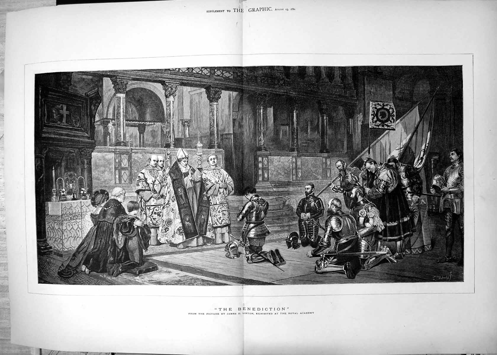 Antique Old Print Benediction From Picture James D Linton Royal Academy 1881
