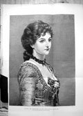 Antique Old Print Type Beauty Young Woman Long Dark Hair George D Leslie 1881