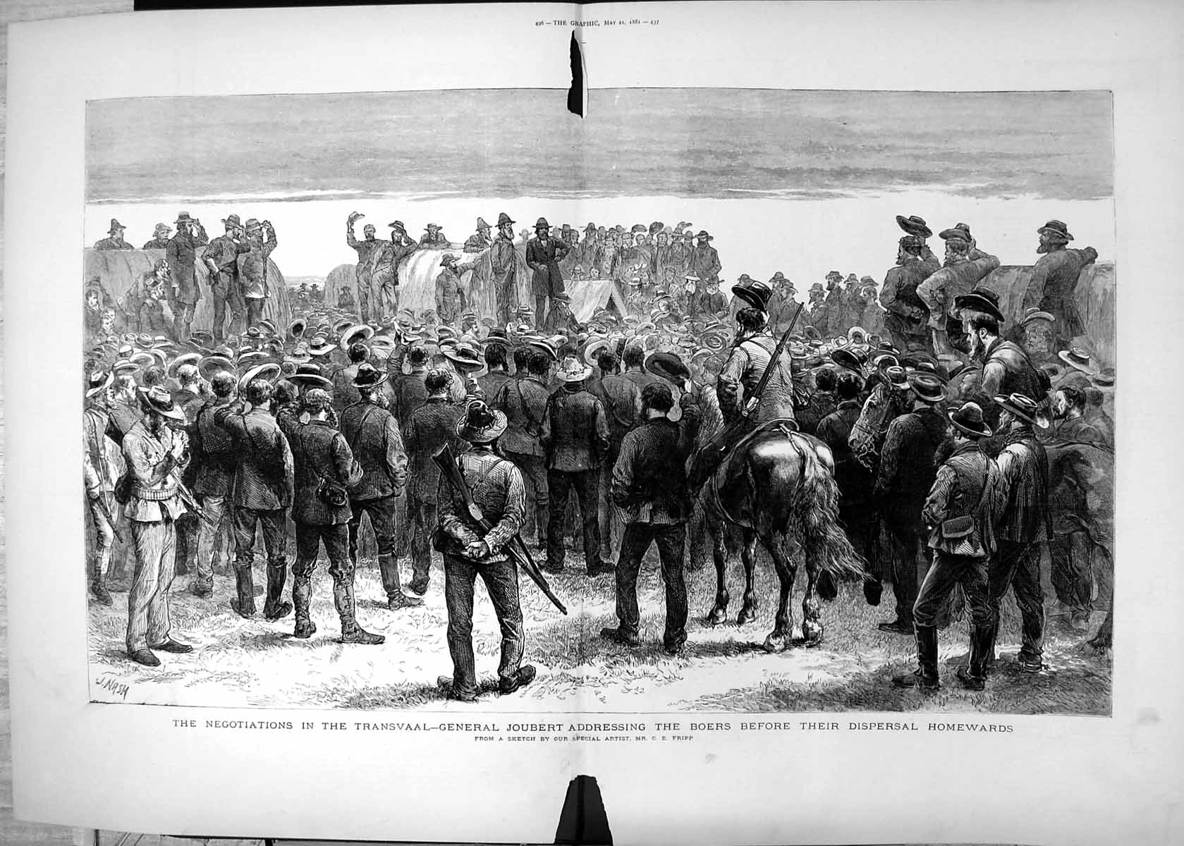 Old Negotiations Transvaal Gen Joubert Addressing Boers Dispersal 188 Victorian