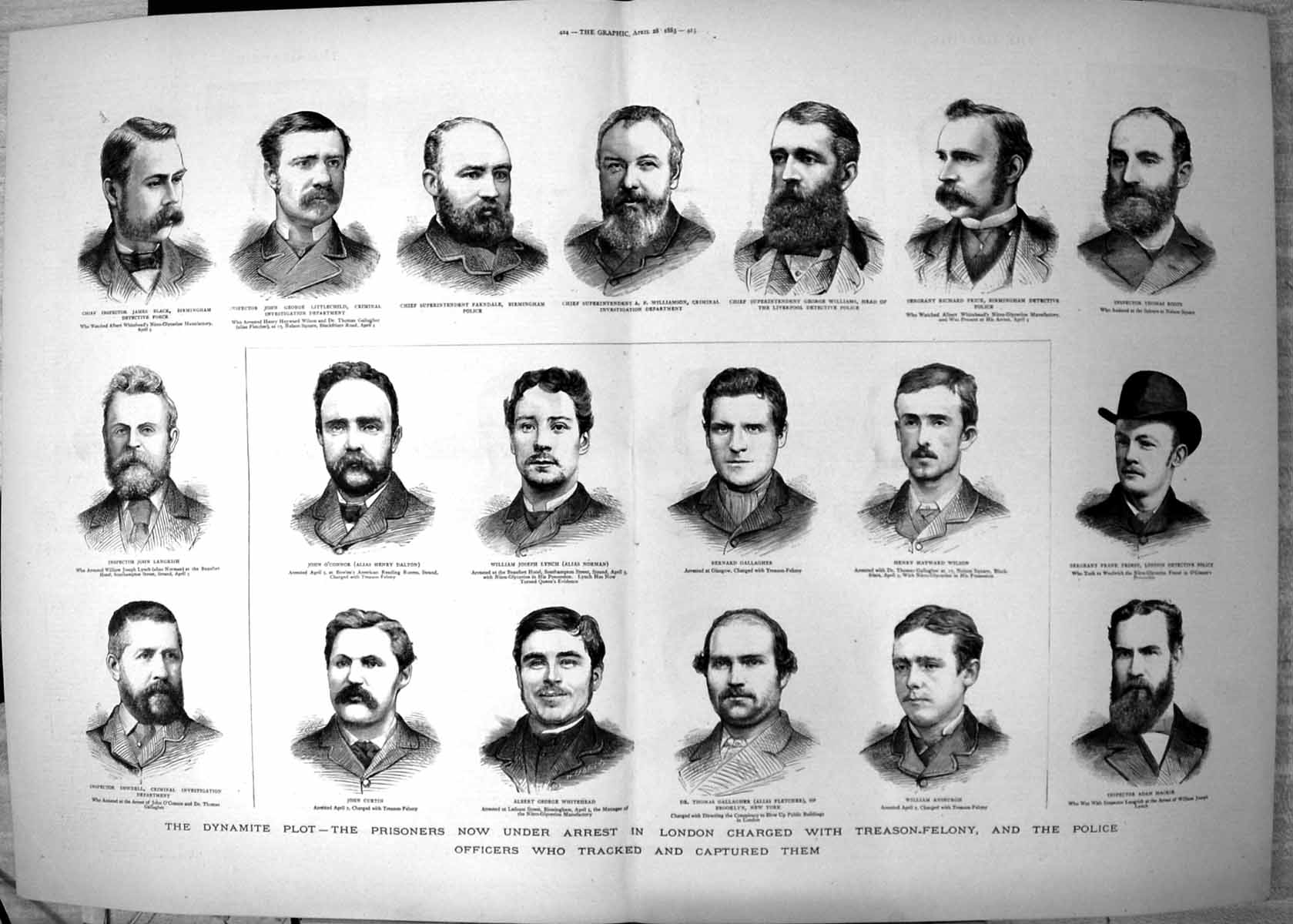 Antique Print Dynamite Plot Prisoners Under Arrest Police Tracked Them 1883