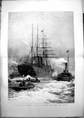 Antique Print Off To Antipodes P O Steamer Going Down Thames W Wyllie 1888 19th