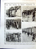 Antique Print On The Front In Sinai Turkish Prisoners Sand Shoes Train 1917