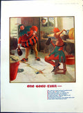 Antique Old Print Two Revellers Drinking Fancy Dress Fools Caught Stocks 1909