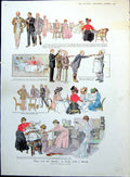Old Print Ladies Gents Want Marry Hotel Food Indigestible Happy End 1908 20th