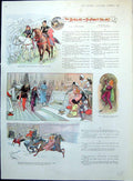 Antique Old Print Ballad Sir Faint Heart Paynim Queen Finds Own Princess 1907