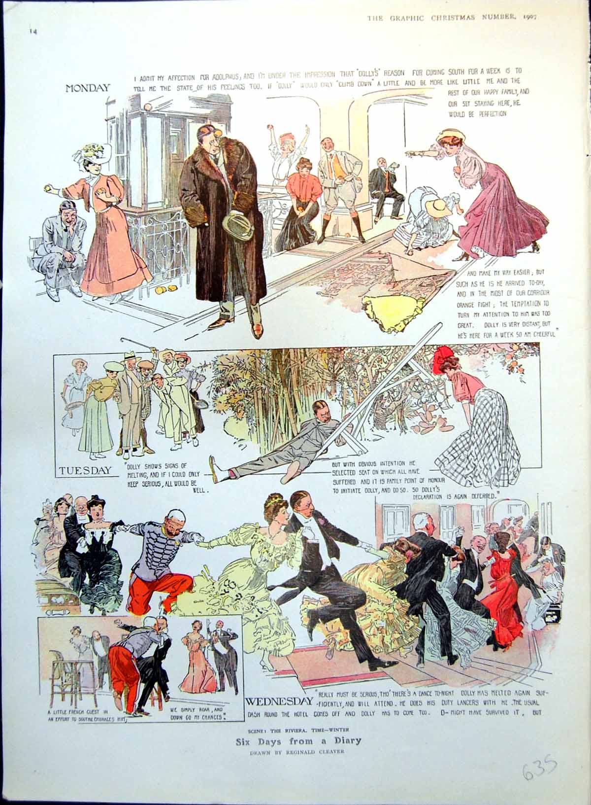 Old Six Days From A Wintertime Riviera Diary Dance Cactus In Bed 1907 20th