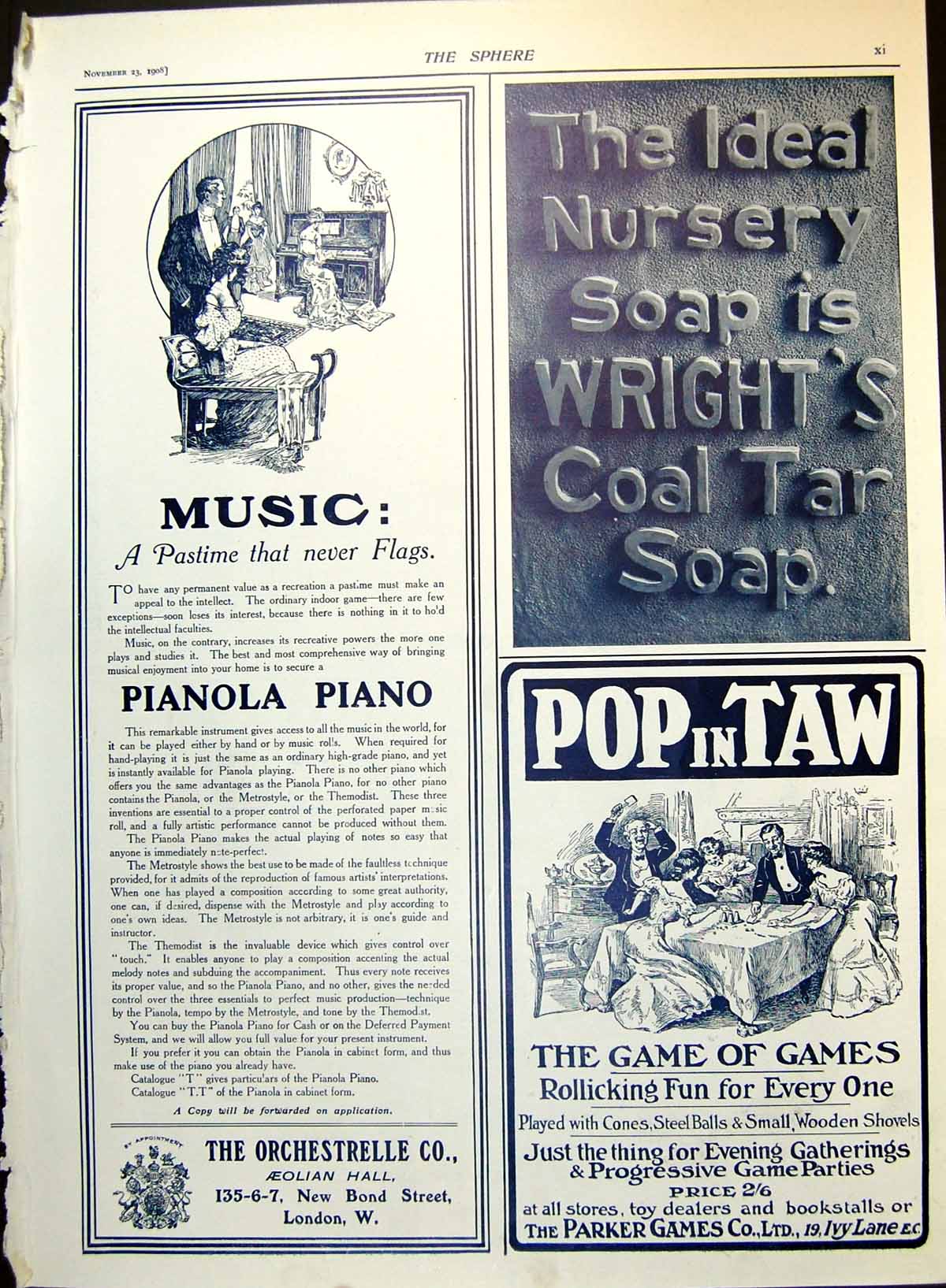 Antique Print Wright'S Coal Tar Soap Advert Popintaw Game Ermine Stole 1908