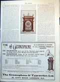 Old Print Beautiful Clock Gramophone Adverts Heating Stoves Pianola 1905 20th