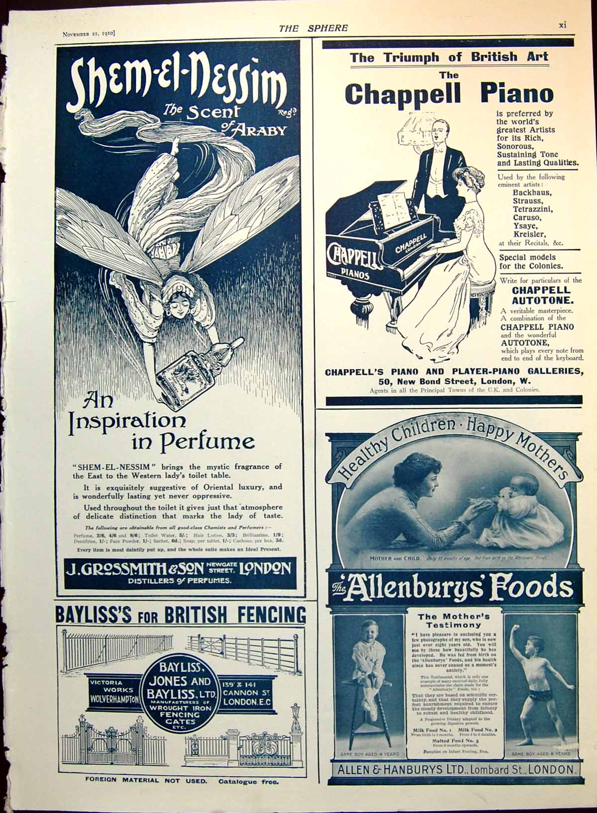 Old Print Shem-El-Nessim Perfume Advert Arabian Fairy Cambus Whisky 1910 20th