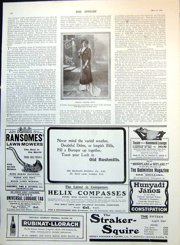 Antique Print Kimono Evening Wrap Mourning Wear Advert Ellimans Horses 1910