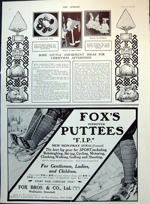Old Print Father Santa Fox'S Puttees Adverts Bulmer'S Cider Benger'S 1913 20th