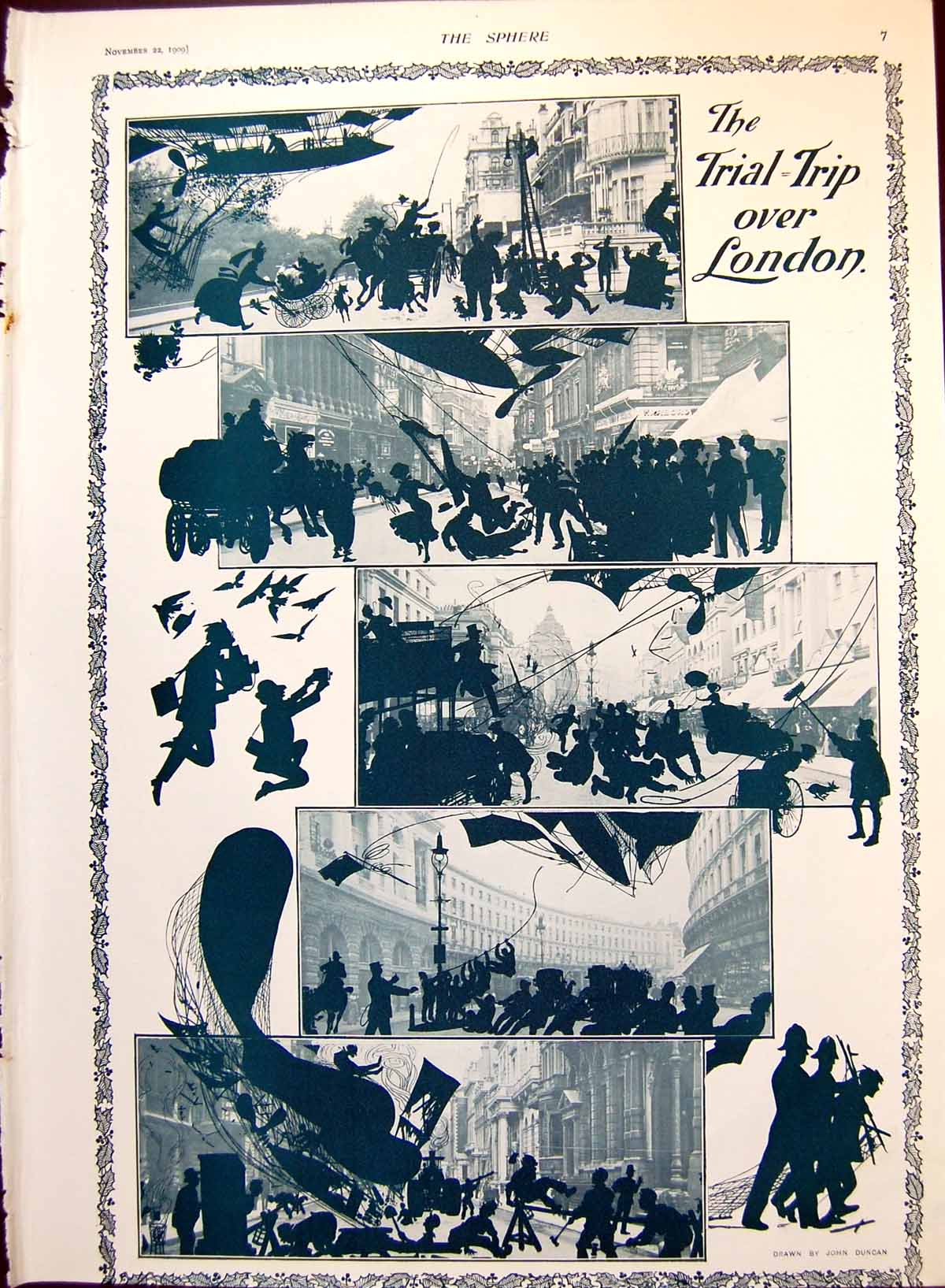 Antique Old Print Trial Trip Over London How I Won The Derby And A Bride 1909