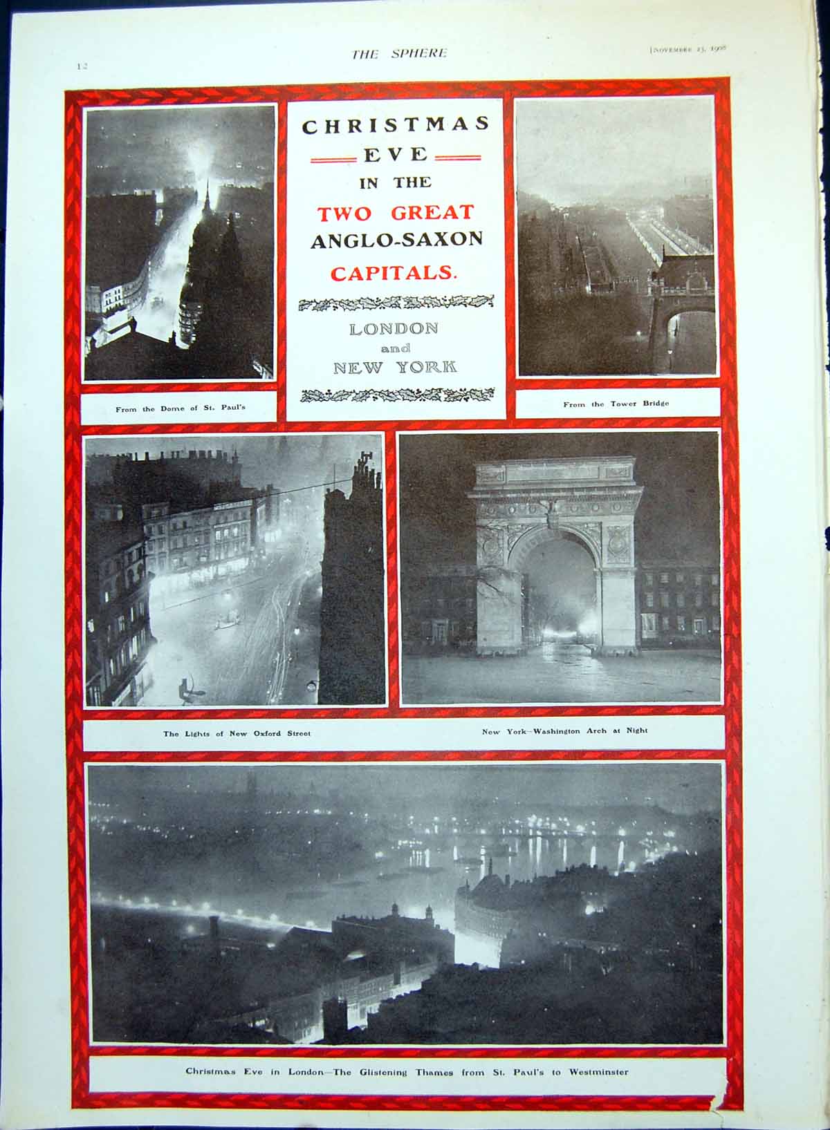 Antique Print Christmas Eve In London And New York Ghosts Dressing Up 1908 20th