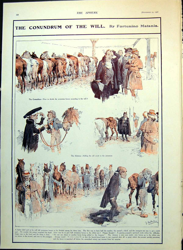 Antique Old Print Dvision Horses In Will Christmas At Sea The Derelict 1908