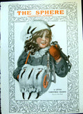 Antique Print Little Christmas Maiden Drawn Sarah Weber Tree Man Door 1910 20th