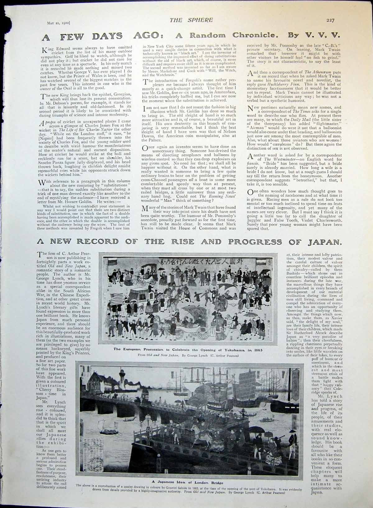 Antique Old Print Japanese Idea London Bridge George Meredith A Medal 1910 20th