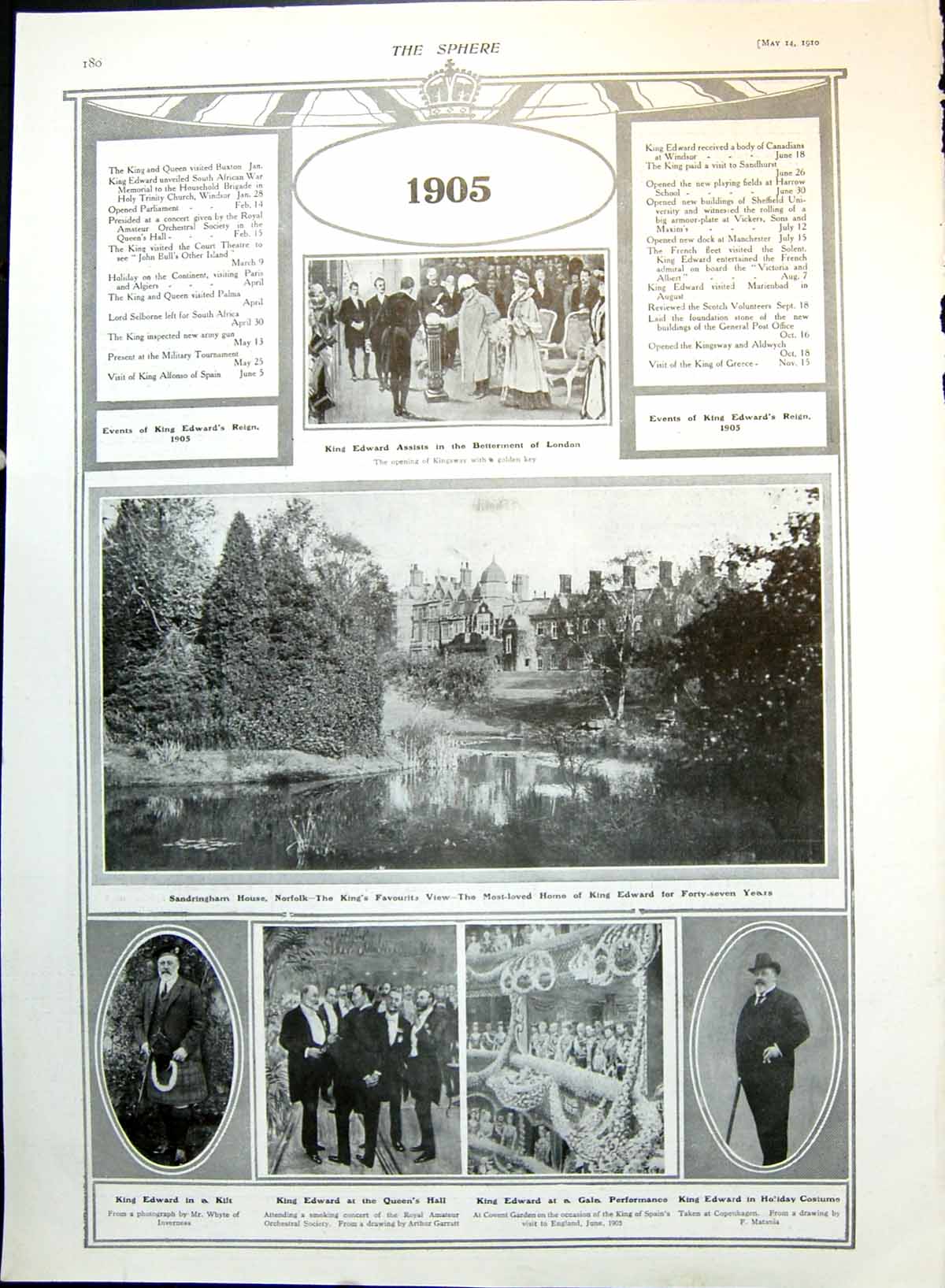 Old King Edward Activities 1905 Sandringham House 1904 Visits Eton 1910 20th
