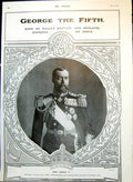 Antique Old Print King George Fifth 1883-4 Health Exhibition House Lords 1910