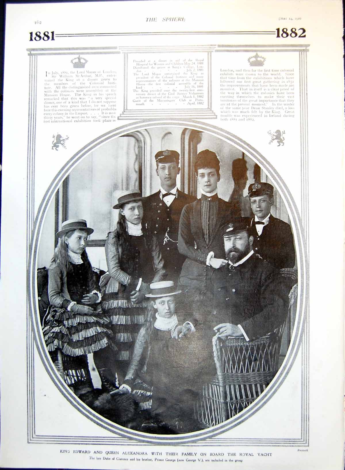 Old Print King Edward Queen Alexandra Family 1879-82 Truro Cathedral 1910 19th