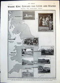 Old Print Where King Edward Has Lived Stayed 1868-73 Foreign Visits 1910 19th