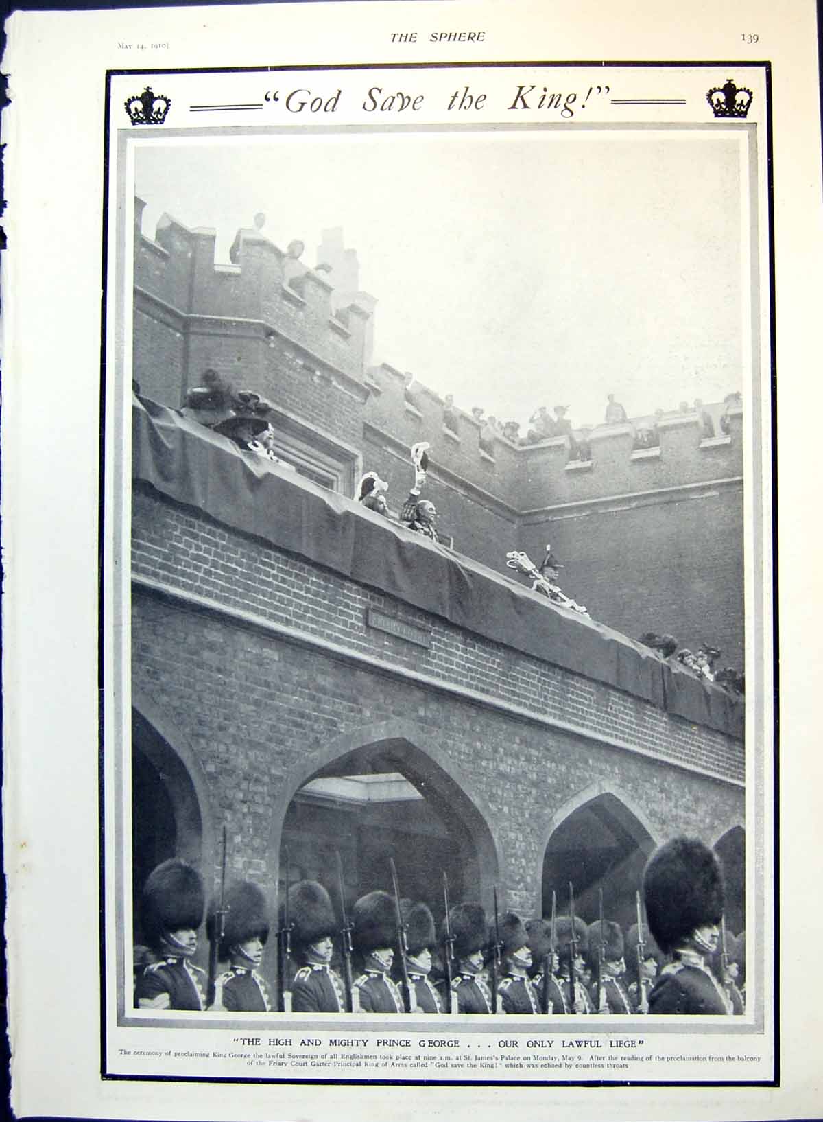 Old Print Proclaiming King George Lawful Sovereign Baku Oil Industry 1910 20th