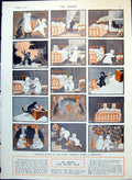 Antique Old Print Story Cats Stockings Christmas Greedy Children Pigs 1913 20th